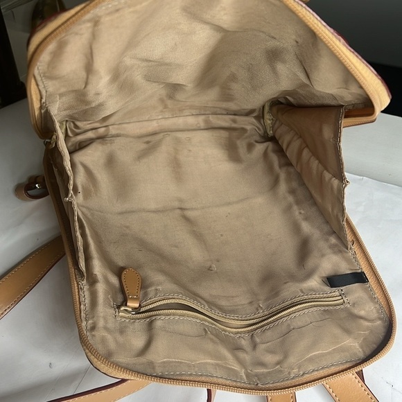 Lodis Tan Smooth Leather Slim Flat Backpack Bag - Picture 9 of 15
